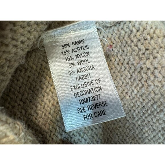 Croft & Barrow Snowman & Heart Patches Cardigan Sweater Petite PL Beige - Picture 7 of 15